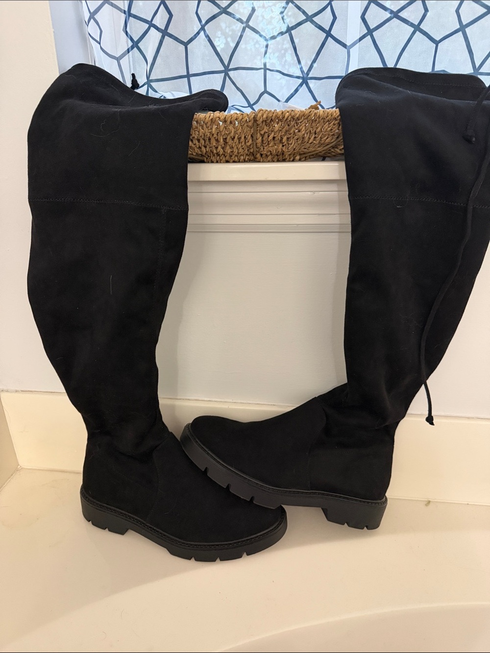 A NEW DAY Black Over-the-Knee Suede Flat Boots SZ 8